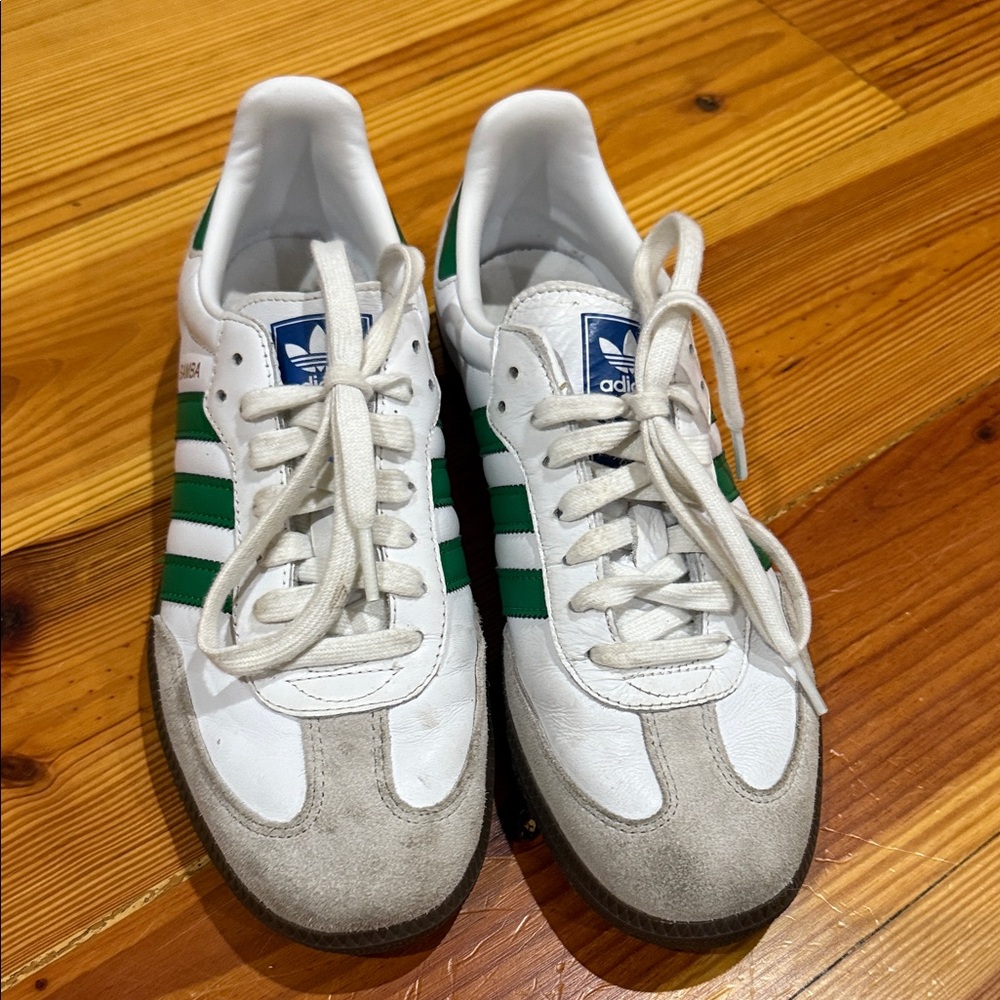 Adidas Classic White and Green Sambas